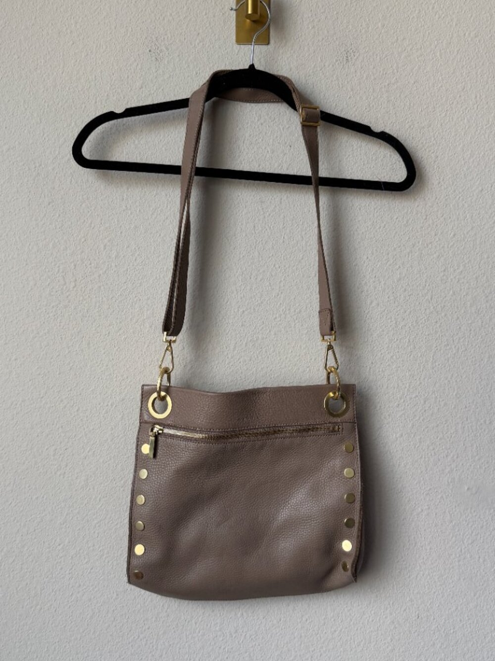 Hammitt Tony Large Leather Crossbody Bag in Pewter Brushed Gold